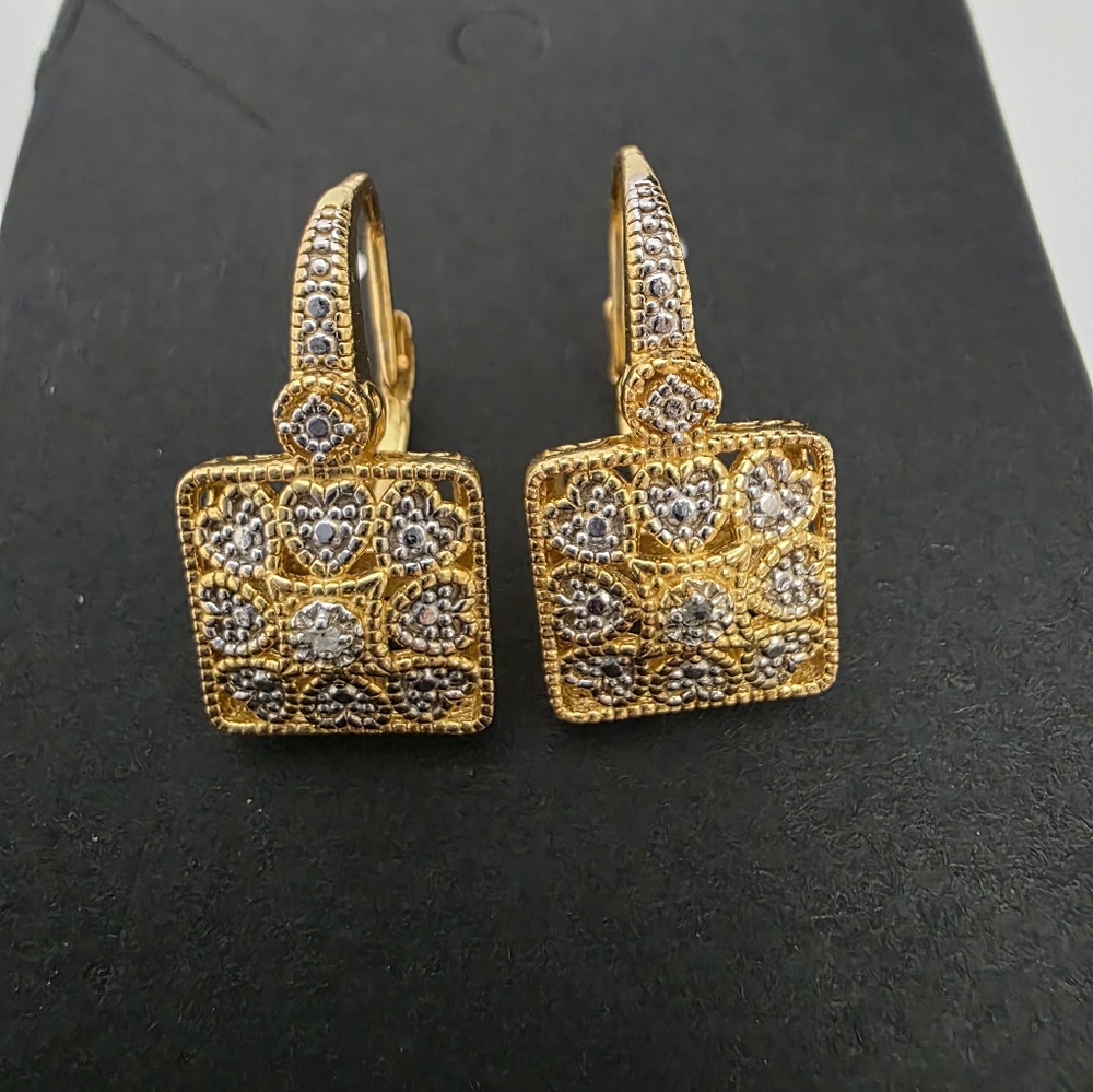 Elegant Gold and Silver Square Earrings